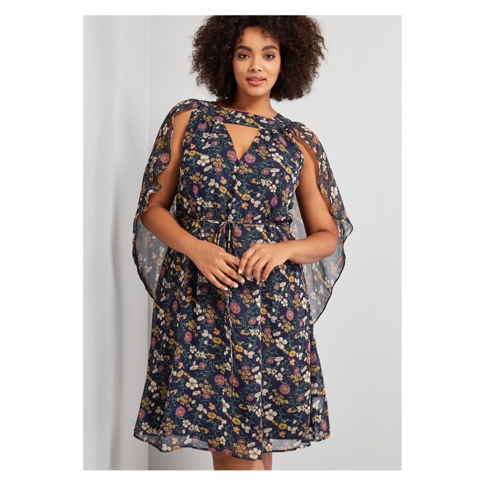 ModCloth Blue Floral Icing On The Cape Dress Sz.L